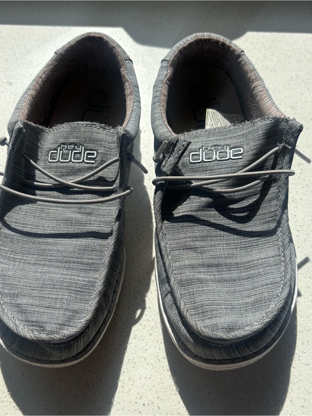 Hey Dude Wally Youth Boys 4-5 Linen Stone Gray Slip-On Loafers